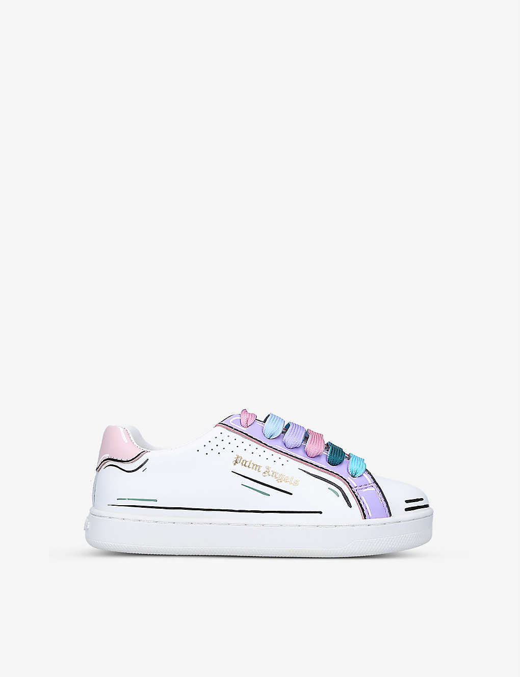 Palm Angels Kids' Rainbow-print Leather Trainers 6-10 Years In White/oth