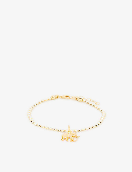 HERMINA ATHENS: Sylvia elephant-pendant gold vermeil-plated sterling silver bracelet