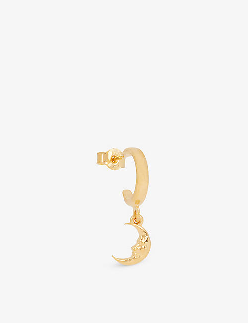 HERMINA ATHENS: Moon-pendant gold vermeil-plated sterling silver hoop earring