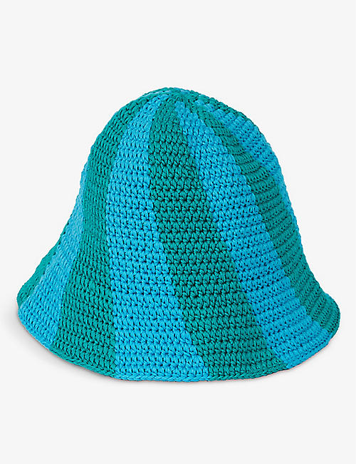 EMILY LEVINE: Swirl graphic-print cotton-crochet hat