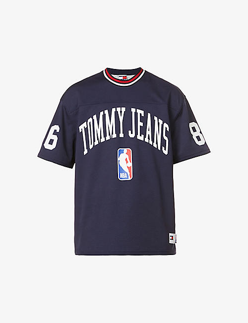 TOMMY JEANS: Brand-appliqué relaxed-fit woven T-shirt