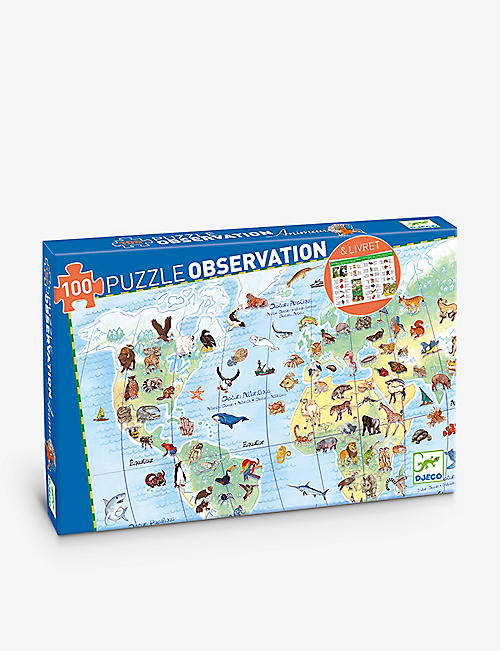 DJECO: Observation World's Animals 100-piece puzzle and booklet
