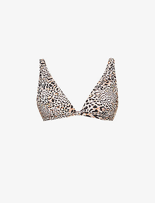 JETS BY JESSIKA ALLEN: Animale plunge-neck leopard-print bikini top