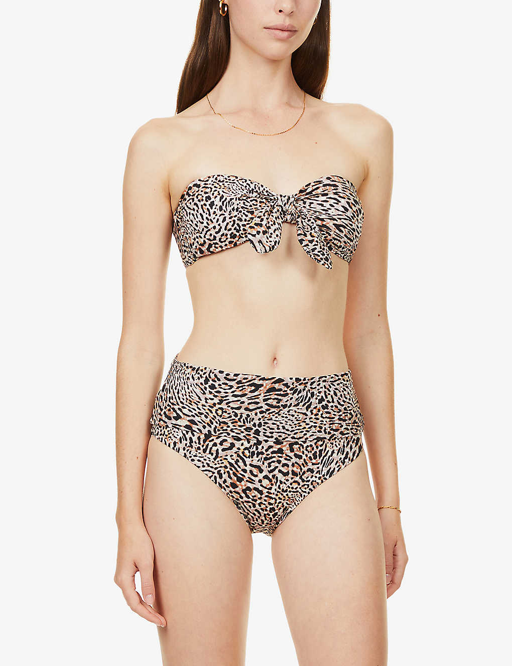 Animale leopard-print knotted bikini top Selfridges & Co Women Sport & Swimwear Swimwear Bikinis Bandeau Bikinis 