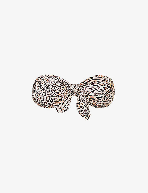 JETS BY JESSIKA ALLEN: Animale leopard-print knotted bikini top