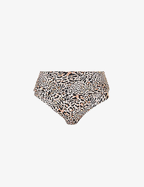 JETS BY JESSIKA ALLEN: Animale leopard-print high-rise bikini bottoms