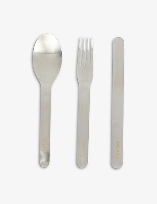 PRADA: Logo-detail stainless-steel cutlery set