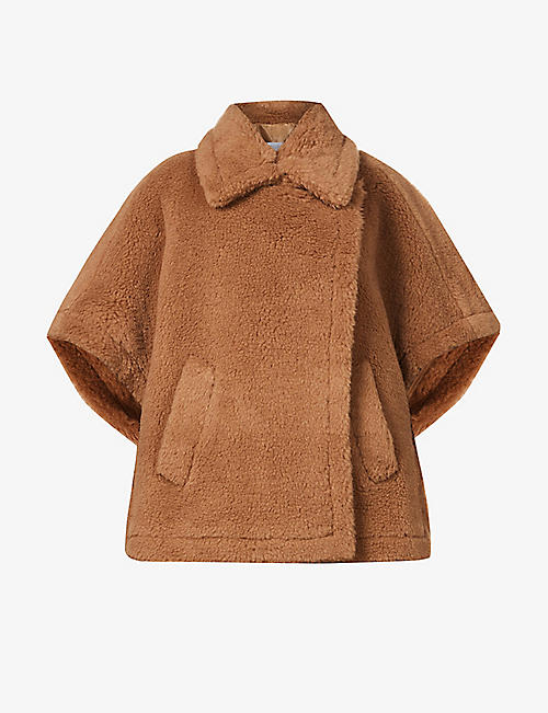 MAX MARA: Tebe wrap-front wool and silk-blend poncho