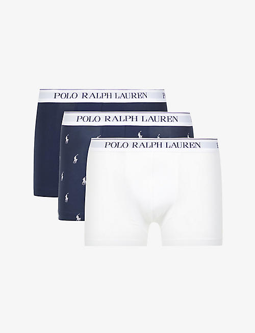 POLO RALPH LAUREN: Pack of three branded-waistband stretch-cotton trunks