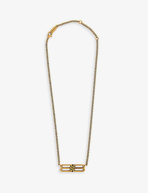 BALENCIAGA: License brass necklace