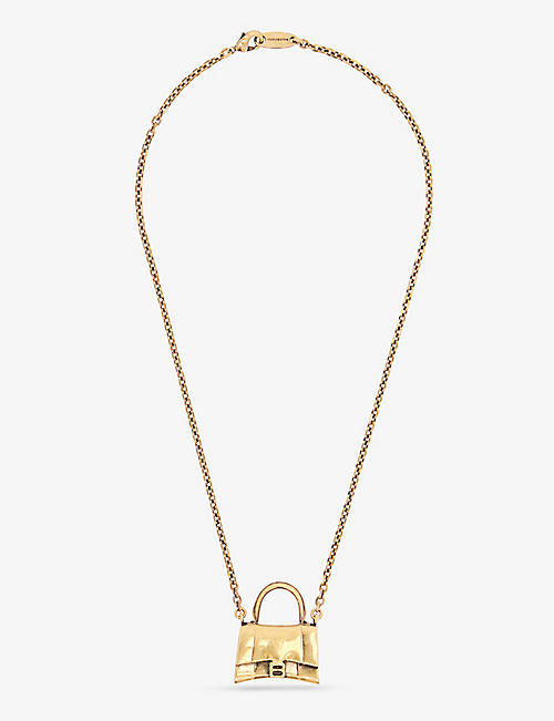 BALENCIAGA: Hourglass brass and bronze necklace