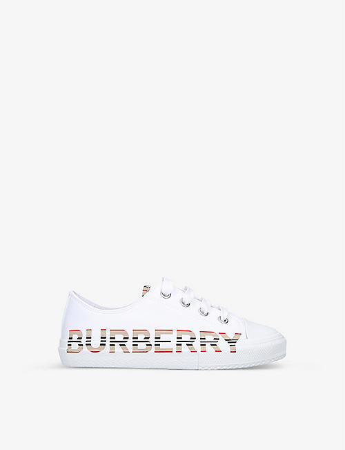 BURBERRY: Mini Larkhall logo-print canvas low-top trainers 5-9 years
