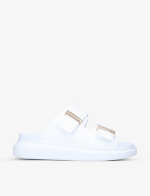 ALEXANDER MCQUEEN: Hybrid double-buckle leather sliders