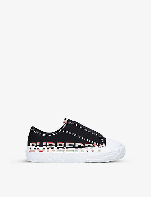 BURBERRY: Mini Larkhall logo-print canvas low-top trainers 3-4 years