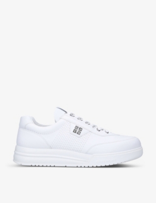 GIVENCHY GIVENCHY MEN'S WHITE G4 BRAND-PLAQUE LEATHER LOW-TOP TRAINERS,57761818
