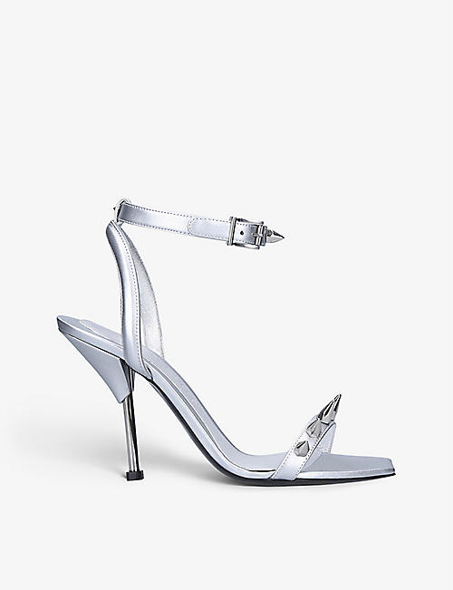 ALEXANDER MCQUEEN: Spike-embellished metallic leather heeled sandals