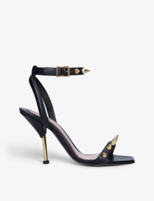ALEXANDER MCQUEEN SPIKE-EMBELLISHED LEATHER HEELED SANDALS