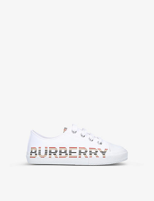 BURBERRY: Mini Larkhall logo-print canvas low-top trainers 2-4 years