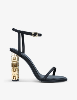 Givenchy Womens Black G-cube Leather Sandals