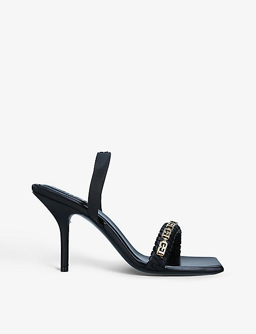GIVENCHY: G chain-embellished leather heeled sandals
