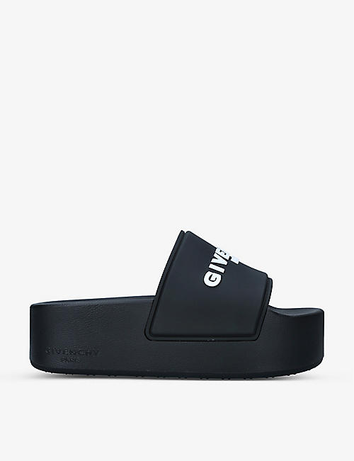 GIVENCHY: Logo-embossed rubber platform sandals