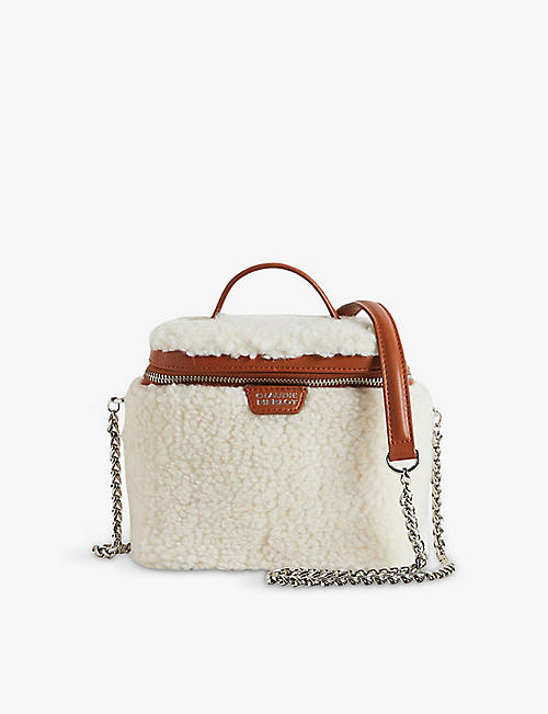 CLAUDIE PIERLOT: Angela Vanity small faux-shearling and leather cross-body bag