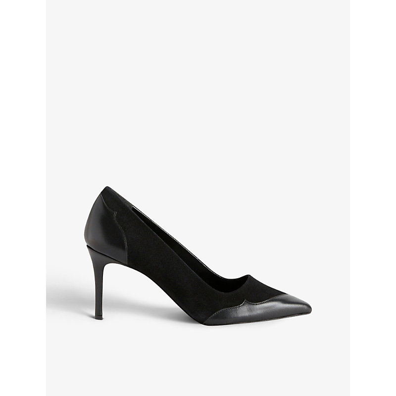 Shop Claudie Pierlot Womens Noir / Gris Adelie Two-tone Leather Court Shoes