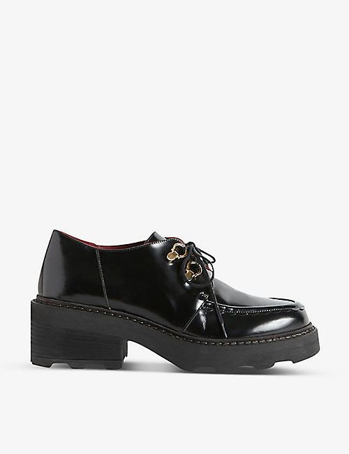 CLAUDIE PIERLOT: Almenzo buckle-embellished platform-sole leather Derby shoes