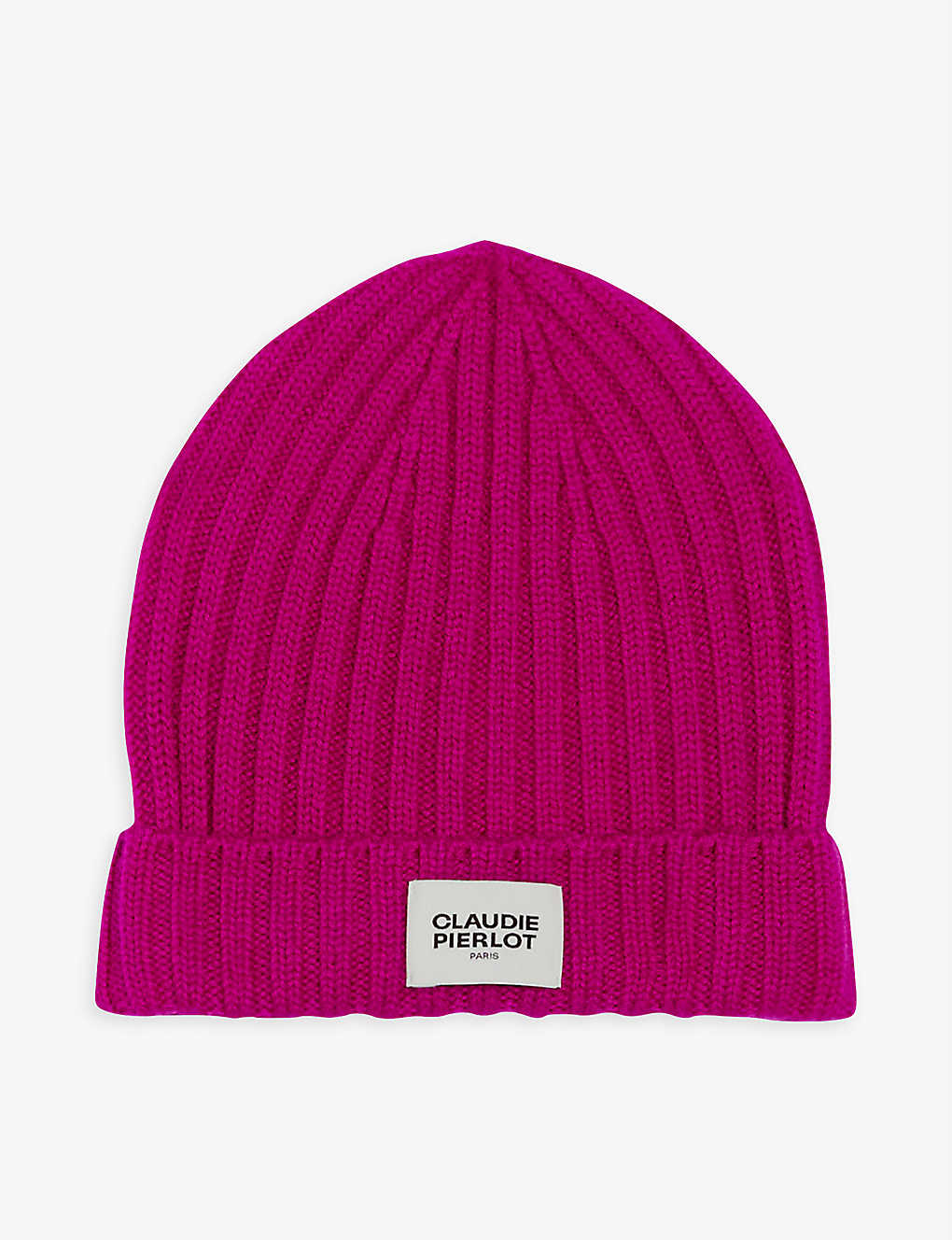 Claudie Pierlot Abonnet Logo-patch Ribbed Wool Beanie In Violets