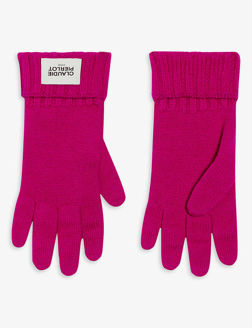 Claudie Pierlot Agant Logo-patch Knitted Wool Gloves In Violets