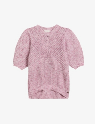 TED BAKER: Round-neck short-sleeve knitted cotton top