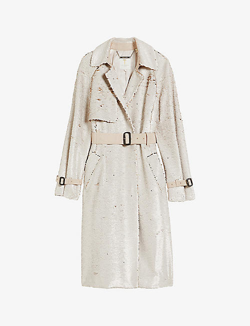 TED BAKER: Stariz sequin-embellished woven trench coat
