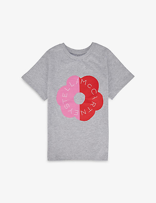 STELLA MCCARTNEY: Logo floral-print cotton T-shirt 4-16 years