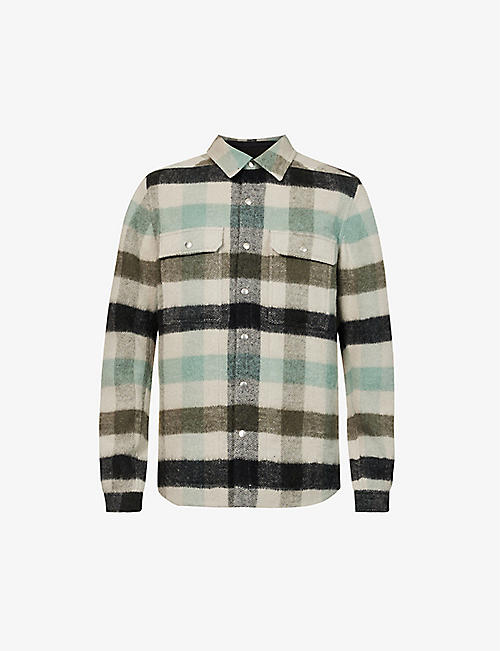RICK OWENS: Plaid-pattern relaxed-fit wool jacket