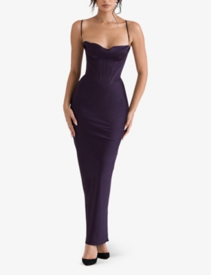 House Of Cb Womens Night Shade Charmaine Corset Satin Maxi Dress In Purple  | ModeSens