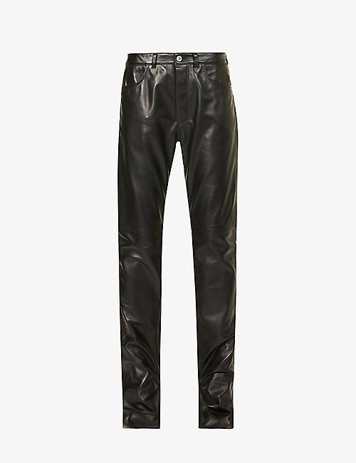 ATTICO: Straight-leg mid-rise leather trousers
