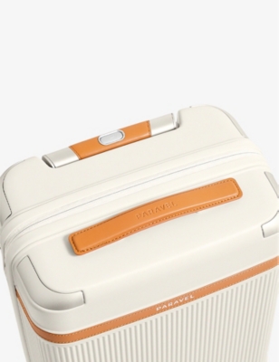 Shop Paravel Aviator Shell Carry-on Suitcase In White/brown