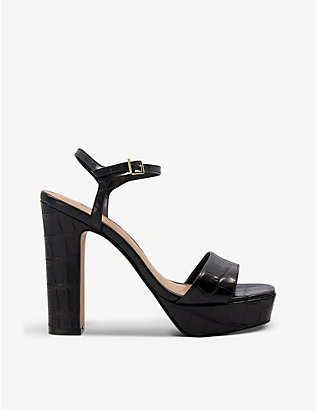DUNE: Matche croc-embossed platform-heel leather sandals