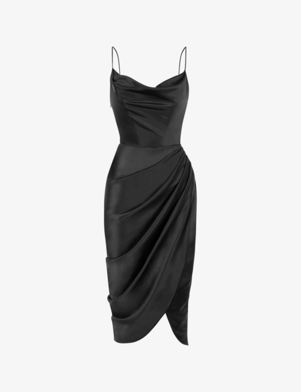 Reva corset satin midi dress