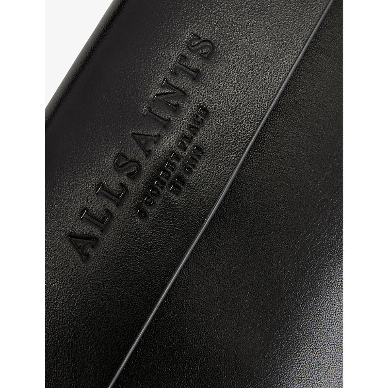 Shop Allsaints Womens Black Zoe Stud-textured Leather Crossbody Bag