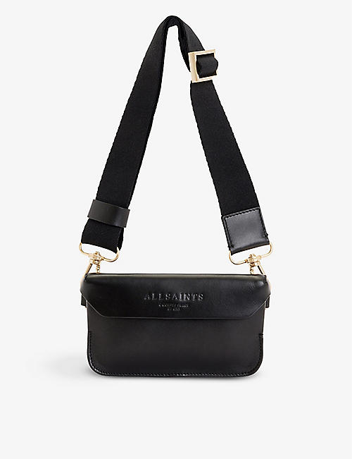 ALLSAINTS: Zoe stud-textured leather crossbody bag