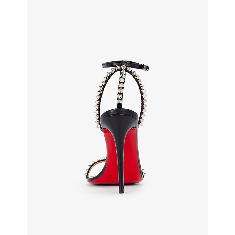 Shop Christian Louboutin So Me 100 Leather Heeled Sandals In Black/silver