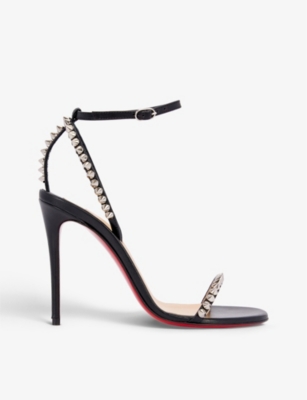 Shop Christian Louboutin Women's Black/silver So Me 100 Leather Heeled Sandals
