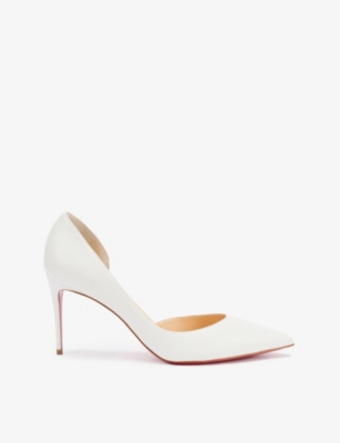 Shop Christian Louboutin Women's Bianco Iriza 85 Leather Courts In White