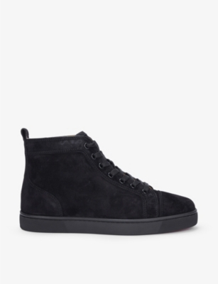 Shop Christian Louboutin Women's Black Louis Flat Suede High-top Trainers