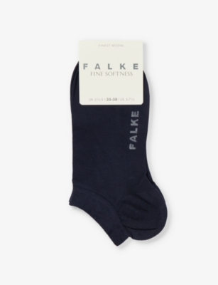 Falke Womens 6379 Dark Navy Fine Softness Ankle Stretch-woven Socks
