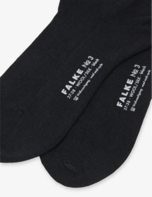 Shop Falke Womens 3009 Black No. 3 Wool-silk Blend Socks