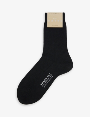 Shop Falke Womens 3009 Black No. 3 Wool-silk Blend Socks