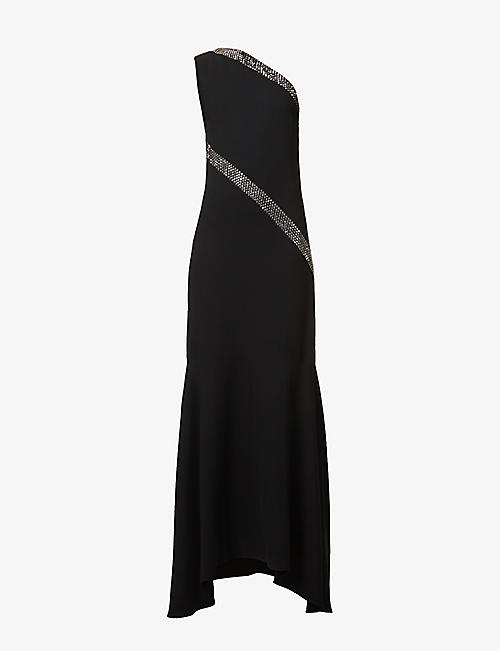 STELLA MCCARTNEY: Asymmetric A-line stretch-woven maxi dress