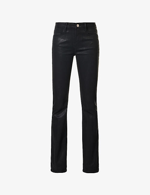 FRAME: Le Mini Boot coated boot-cut mid-rise cotton-blend jeans